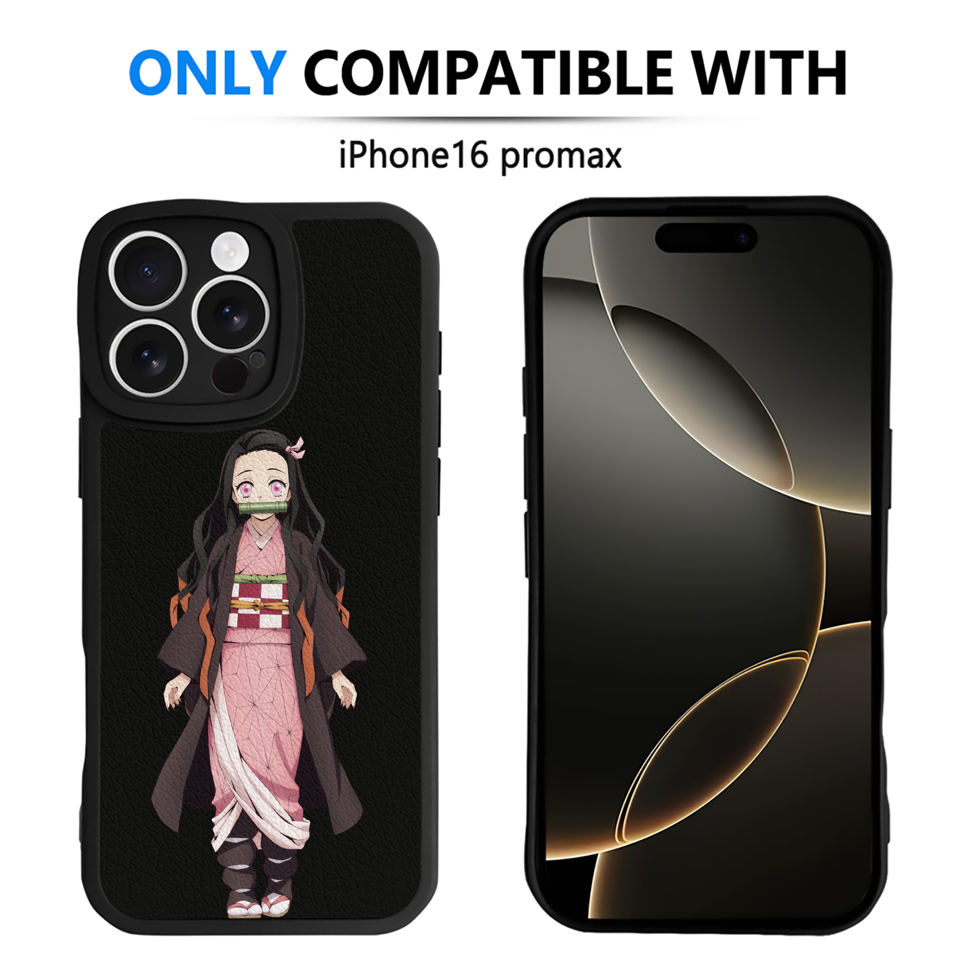 （画像用） 鬼滅の刃（きめつのやいば）竈門 禰󠄀豆子／かまど ねずこ Kamado Nezuko 【iPhone 16シリーズ対応】シリコンスマホケース（レザー調） 材質：シリコン